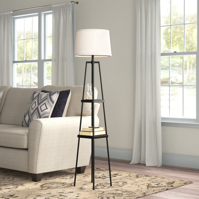 Latitude Run® 58" Modern Metal Etagere Floor Lamp with Shelves and